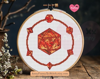 Dice Cross Stitch Pattern: D20 Gamer Gift (PDF Pattern)