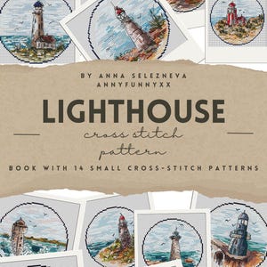 Big bundle Cross stitch patterns small Lighthouses 14 mini lighthouse cross-stitch PDF book with embroidery pattern