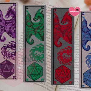Marque-page Dragon D20 au point de croix : Epic Fantasy (Modèle PDF) image 10
