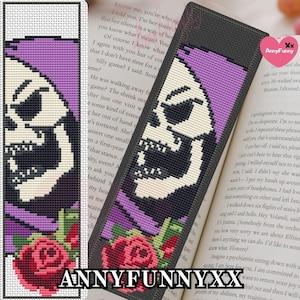 Fantasy skeleton cross stitch pattern Bookmark