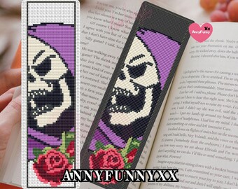 Fantasy skeleton cross stitch pattern Bookmark