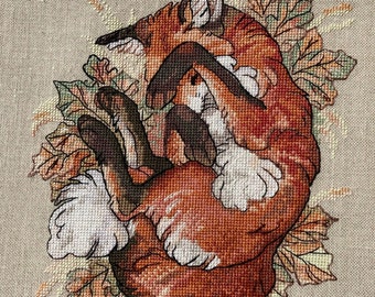 Modèle de point de croix renard roux : décoration boisée rustique (Modèle PDF)