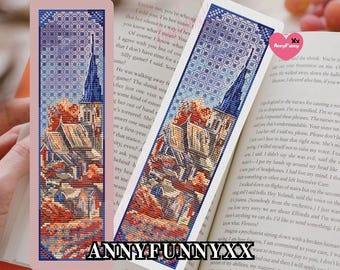 European Town Bookmark Cross Stitch Pattern (PDF)