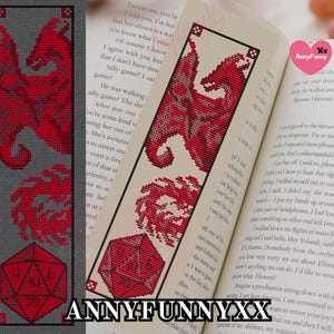 Marque-page Dragon D20 au point de croix : Epic Fantasy (Modèle PDF) image 6