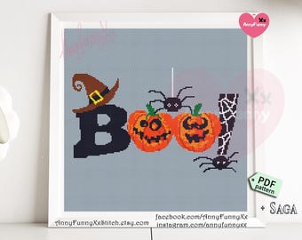 Halloween Cross Stitch Pattern: Spooky BOO Decor (PDF Pattern)