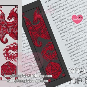 Marque-page Dragon D20 au point de croix : Epic Fantasy (Modèle PDF) image 5