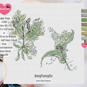Spring Lily of the valley cross stitch pattern Sketch Oak Convallária majális May Birth Month Flower Wild flowers Delicate floral