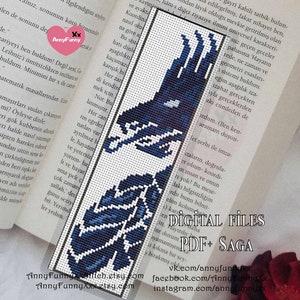 Patrón de marcapáginas de punto de cruz de dragón azul: Diseño de mazmorra de fantasía (patrón en PDF)