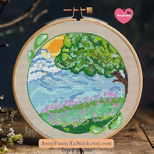 Art Nouveau Seasons Cross Stitch Pattern: Retro Nature Embroidery (PDF Pattern)