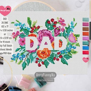 Schemi a punto croce fatti a mano per papà, regalo per la festa del papà Ricamo per i più piccoli Facile ricamo a punto croce Citazioni Nuovo regalo per papà Felice festa del papà