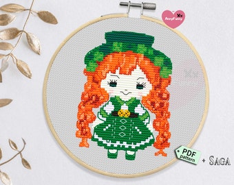 Kruissteekpatroon kaboutermeisje: St. Patrick's Day Irish Gnome (pdf-patroon)