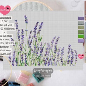 Lavendel Kreuzstichmuster: Provence Blumenstrauß (PDF Download)