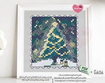 Small cross stitch pattern beginner Christmas Tree Modern Cross Stitch Winter Merry Christmas Ornaments Embroidery Easy Gift Xmas craft DIY