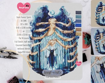Dark Forest Spirit Cross Stitch Pattern: Halloween Gothic Horror (PDF Pattern)