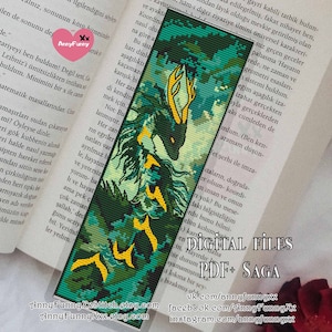 Emerald Dragon Bookmark Cross Stitch Pattern: Dungeon Magic (PDF Pattern)