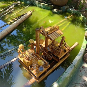 Vietnamese Handmade Custom Size Bamboo Waterwheel – Rustic Pond & Garden Decor