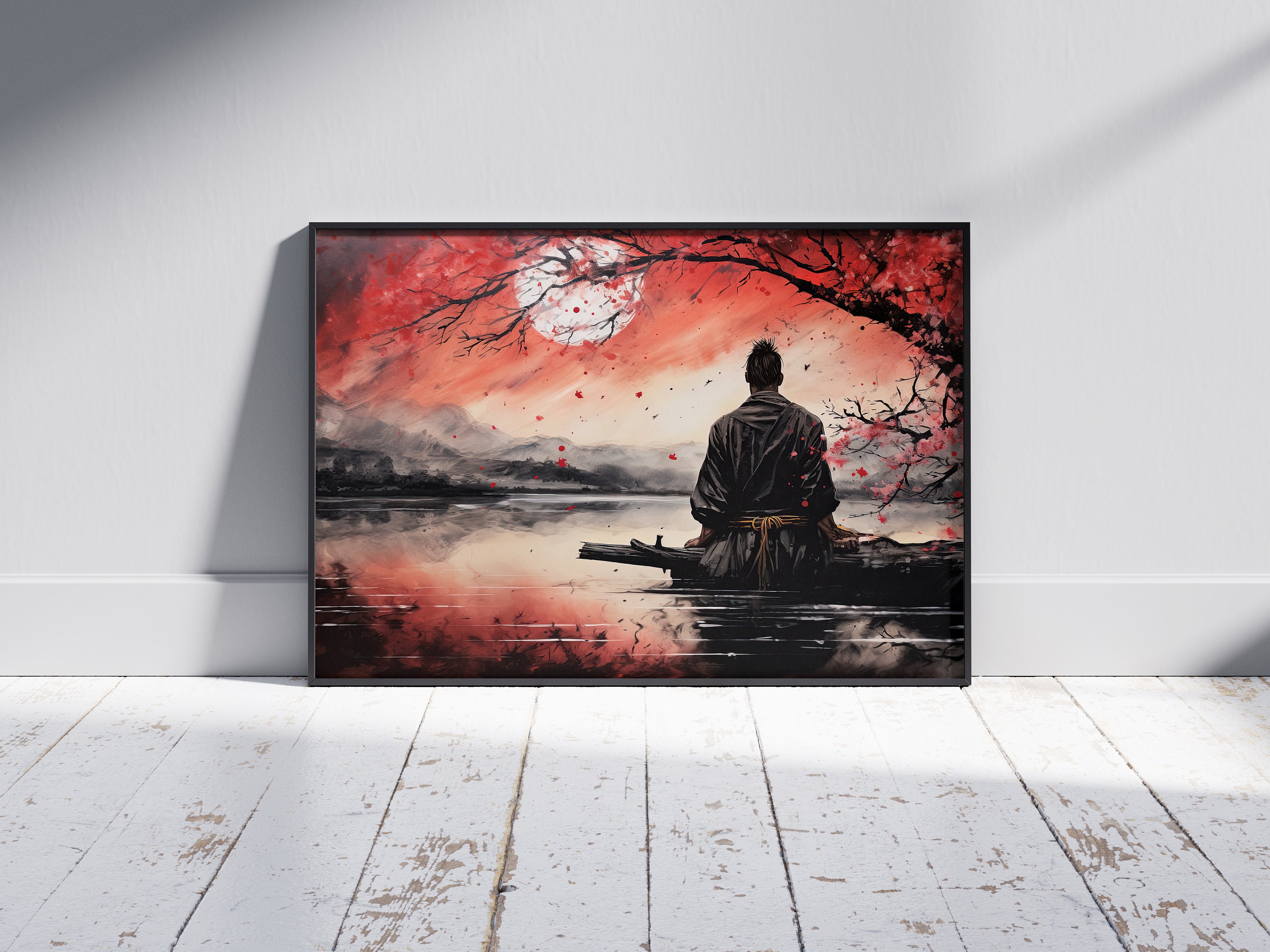 Japanese Edo Samurai Poster Print | Cherry Blossom | Wall Art | Wall ...