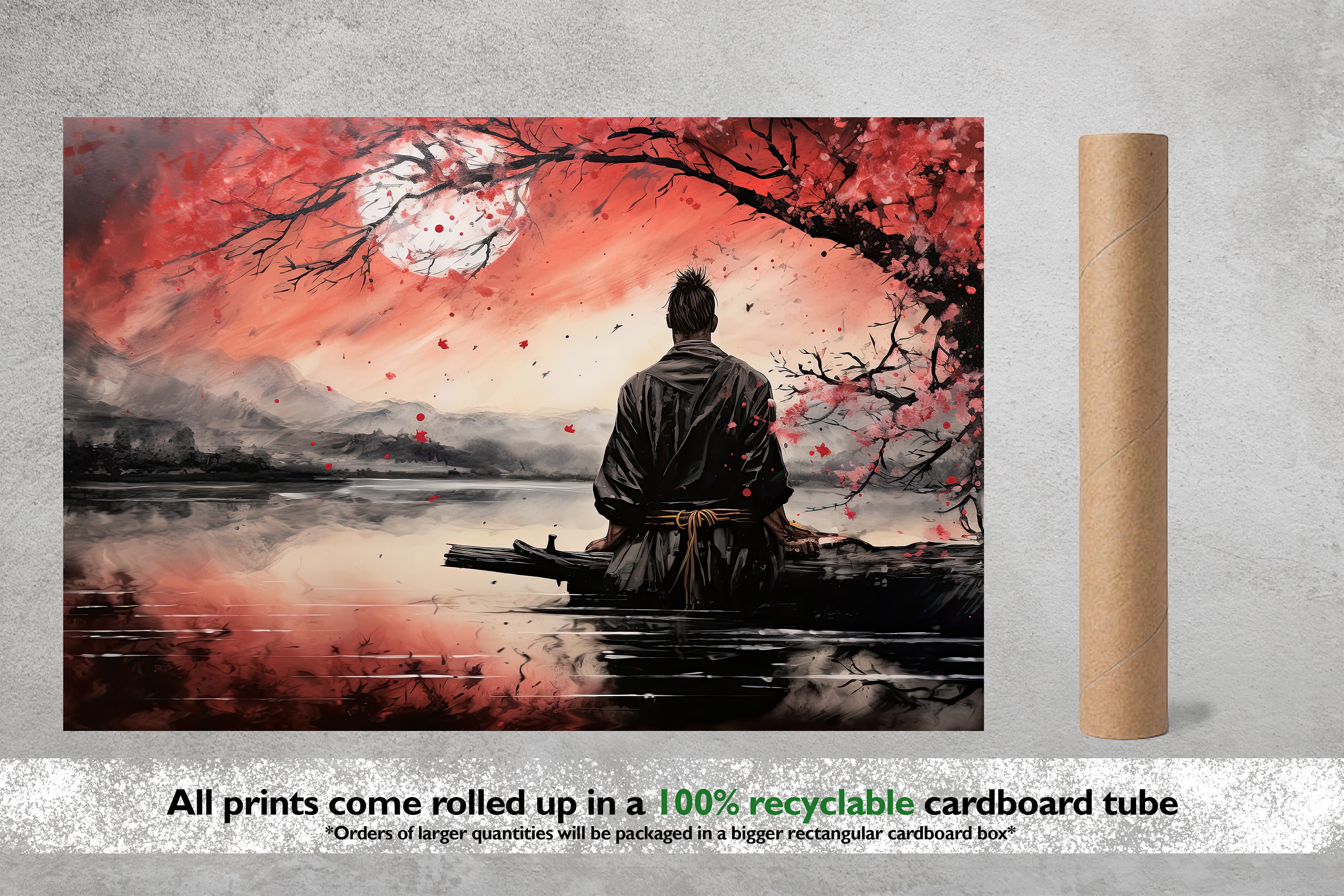 Japanese Edo Samurai Poster Print | Cherry Blossom | Wall Art | Wall ...