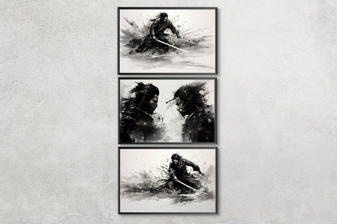 Japanese Edo Samurai Set of 3 Poster Prints | Wall Art | Wall Decor ...