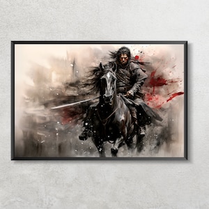 Japanese Edo samurai on Horseback Poster Print | wall art | Wall decor | Home decor | Fine art | Giclée print