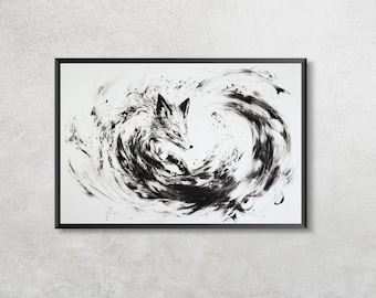 Kitsune | Mythical | Japanese Style | Digital Art Print | Wall Art | Digital Download | Home Decor | Printable Art | Wall Decor
