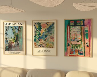 アンリ・マティスのポスター3枚セット、ベッド上の装飾、トレンディな