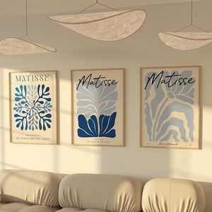 Henri Matisse Print Set Of 3, Blue Wall Art, Matisse Fine Art Posters, Modern Home Decor, Boho gallery Wall, Living Room Wall Art, Gift Idea