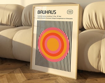 Bauhaus Poster Print, Bauhaus Large Exhibition Poster, Geometric Wall Art, Mid Century Modern, Trendy Bauhaus Decor, Vintage Retro Wall Art