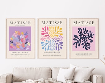 アンリ・マティスのポスター3枚セット、ベッド上の装飾、トレンディな