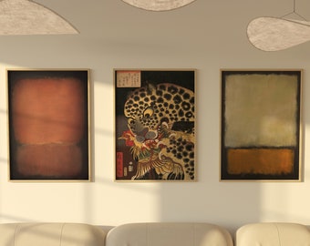 Mark Rothko Gallery Wall Set 3 Prints, Braune Wandkunst, Mark Rothko Poster-Set, Ausstellungsplakat, Mid Century Print