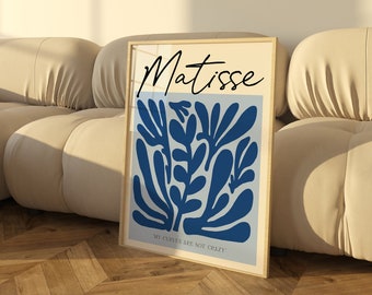 Blue Henri Matisse Print, Living Room Wall Art, Exhibition Posters, Preppy Room Decor, Bedroom Wall Art, Dorm Decor, Home decor, Gift Idea