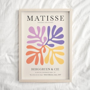 Matisse Papier decoupe Print, Danish Pastel Decor, Exhibition Wall Art, Abstract Poster, Cut outs, Berggruen and cie, Colorful Fall decor