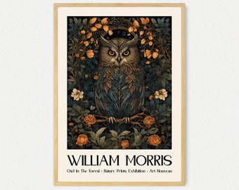 William Morris Print, William Morris Exhibition Print, William Morris Poster, Vintage Wall Art, Textiles Art, Vintage Poster, Owl Print