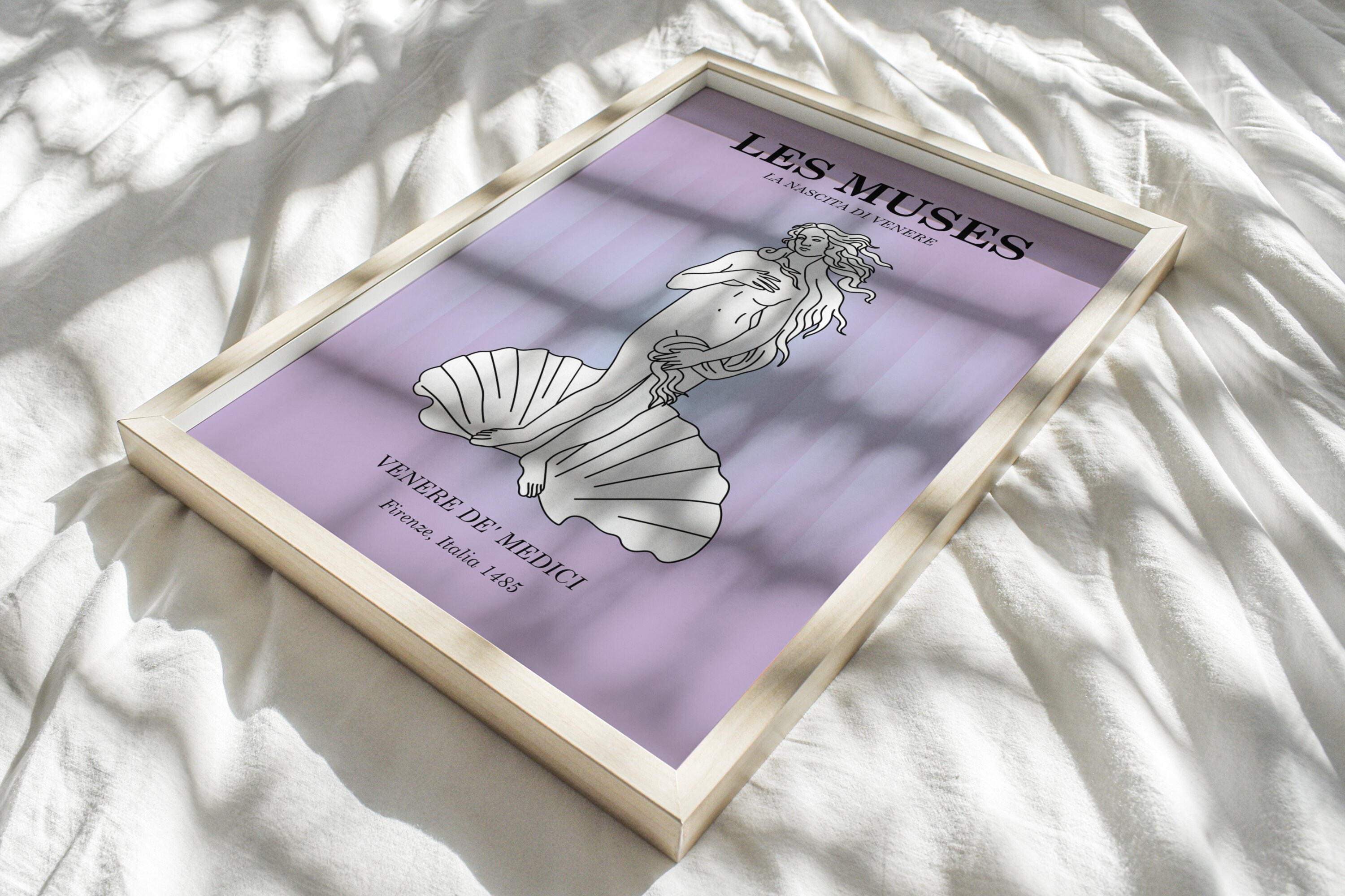 Purple Birth of Venus Poster, Minimalist Line Art Danish Pastel Art ...
