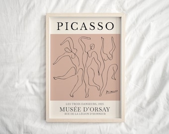 Póster de la exposición de Picasso, danza, arte vintage, póster minimalista, dibujo lineal, impresión artística, regalo ideal para dormitorio, varios tamaños, decoración de dormitorio.
