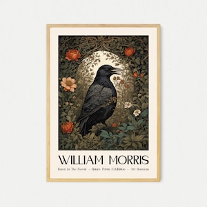 Stampa di William Morris, stampa della mostra di William Morris, poster di William Morris, arte murale vintage, arte tessile, poster vintage, stampa del corvo