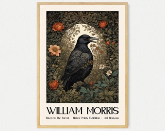 William Morris Print, William Morris Exhibition Print, William Morris Poster, Vintage Wall Art, Textiles Art, Vintage Poster, Raven Print