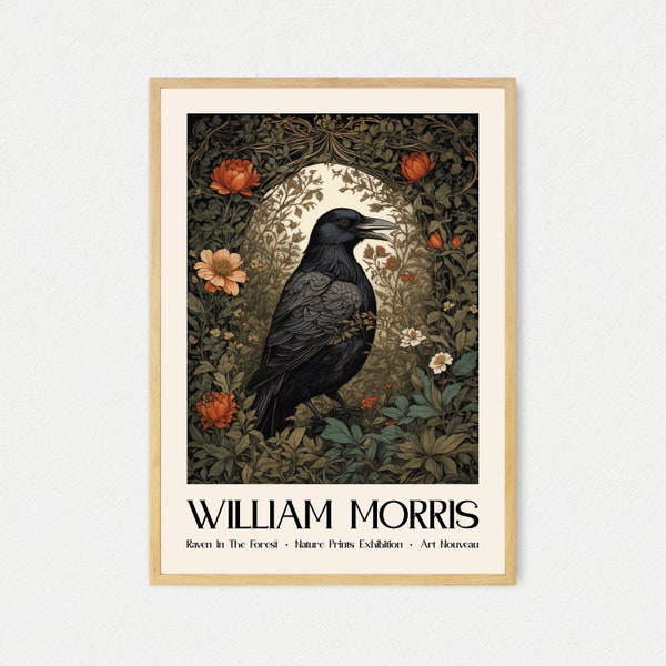 William Morris Print, William Morris Exhibition Print, William Morris Poster, Vintage Wall Art, Textiles Art, Vintage Poster, Raven Print