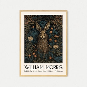 William Morris Print, Bunny William Morris Exhibition Print, Rabbit William Morris Poster, Vintage Wall Art, Textiles Art, Vintage Poster