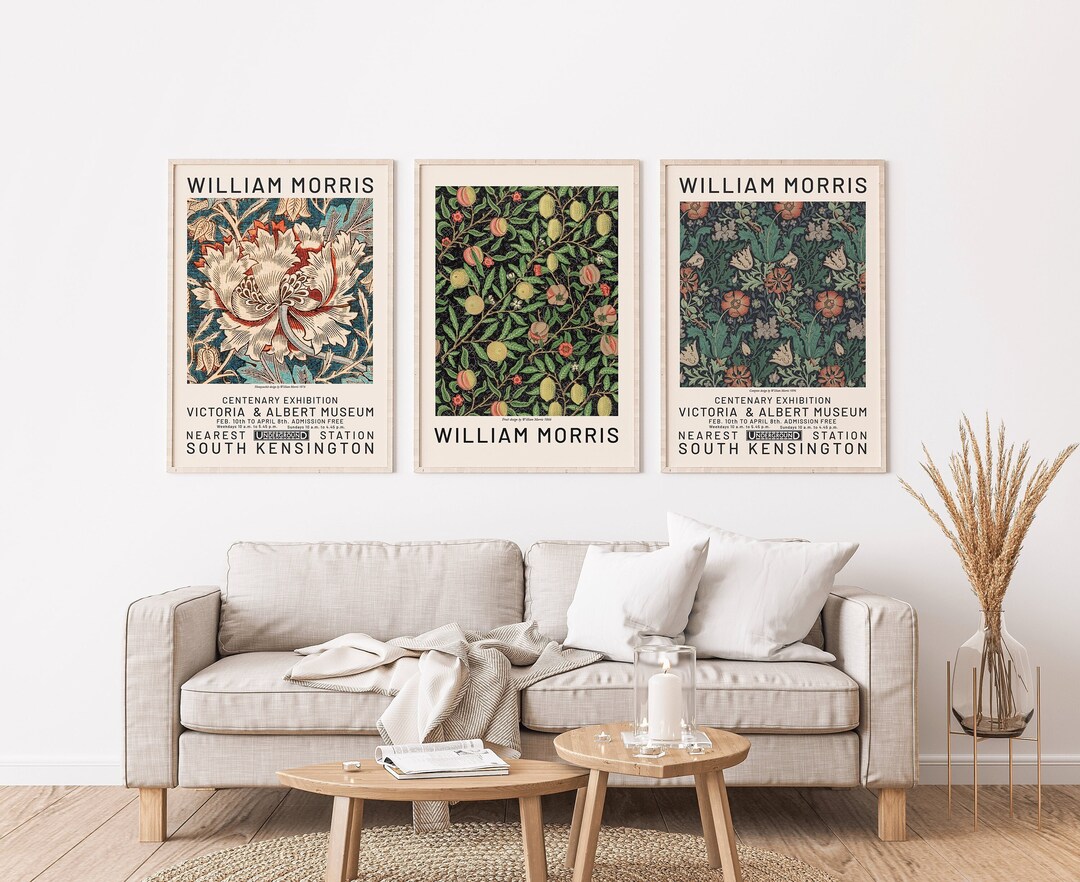 William Morris Set of 3, Exhibition Print Set, Triptych Wall Art ...