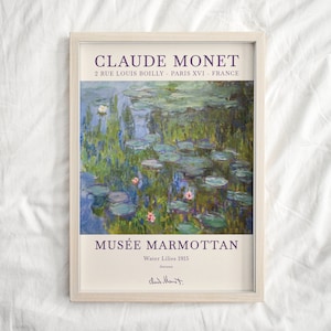 Claude Monet Poster, Living Room Wall Art, Water Lilies, Fine Art prints, Monet Print, Home Decor, Above Bed Wall Art, Hallway Wall Art
