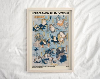 Utagawa Kuniyoshi Exhibition Poster - Frogs Heroes, Utagawa Kuniyoshi Print, Japanese Wall Art, Japanese Art Print, Modern Home Decor