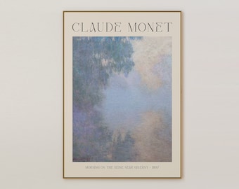 Claude Monet Print, Living Room Wall Art, Morning On the Seine, Home Decor, Above Bed Wall Art, Preppy Room Decor, Fine Art, Gift For Her