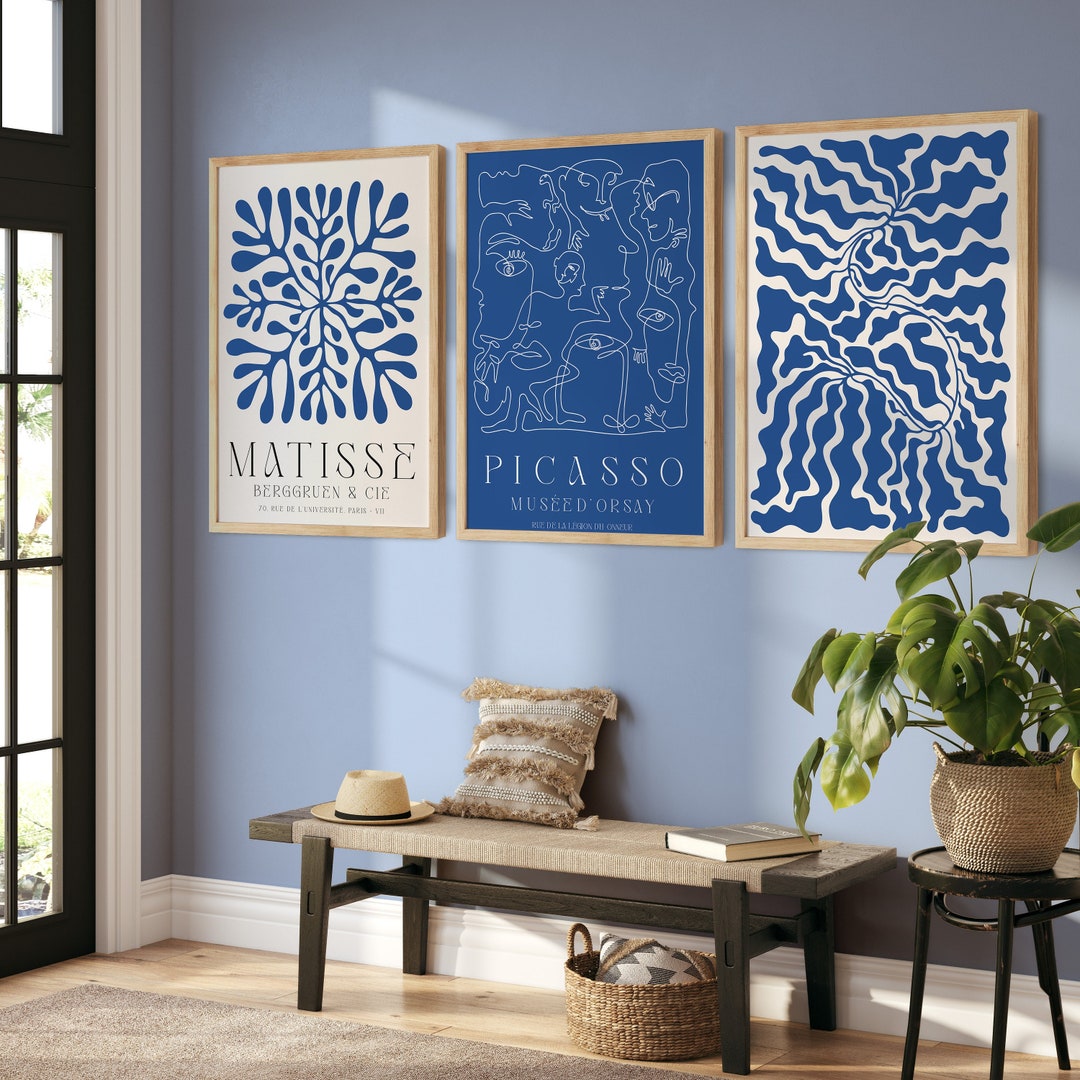 Henri Matisse Navy Blue Print Set of 3, Set of Matisse Wall Poster, 3 ...