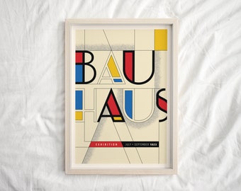 Impresión colorida de la exposición Bauhaus: Arte mural geométrico abstracto