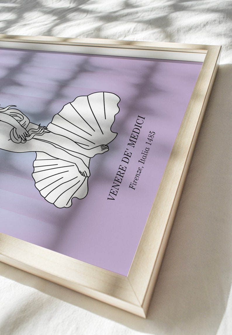 Purple Birth of Venus Poster, Minimalist Line Art Danish Pastel Art ...