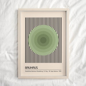 Bauhaus Exhibition Poster 1923, Colorful Mid Century Modern Wall Art, Geometric Maximalist Trendy Print, Living Room Decor, Sage Green Print