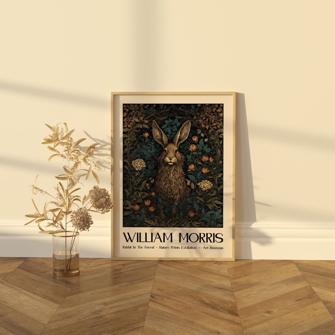 William Morris Print, Bunny William Morris Exhibition Print, Rabbit ...