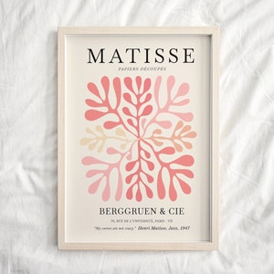 Pink Matisse Print, Henri Matisse Poster, Exhibition Wall Art, Minimalist Art, Pink Wall Art, Matisse Cut Outs, Large Wall Art, Trendy decor