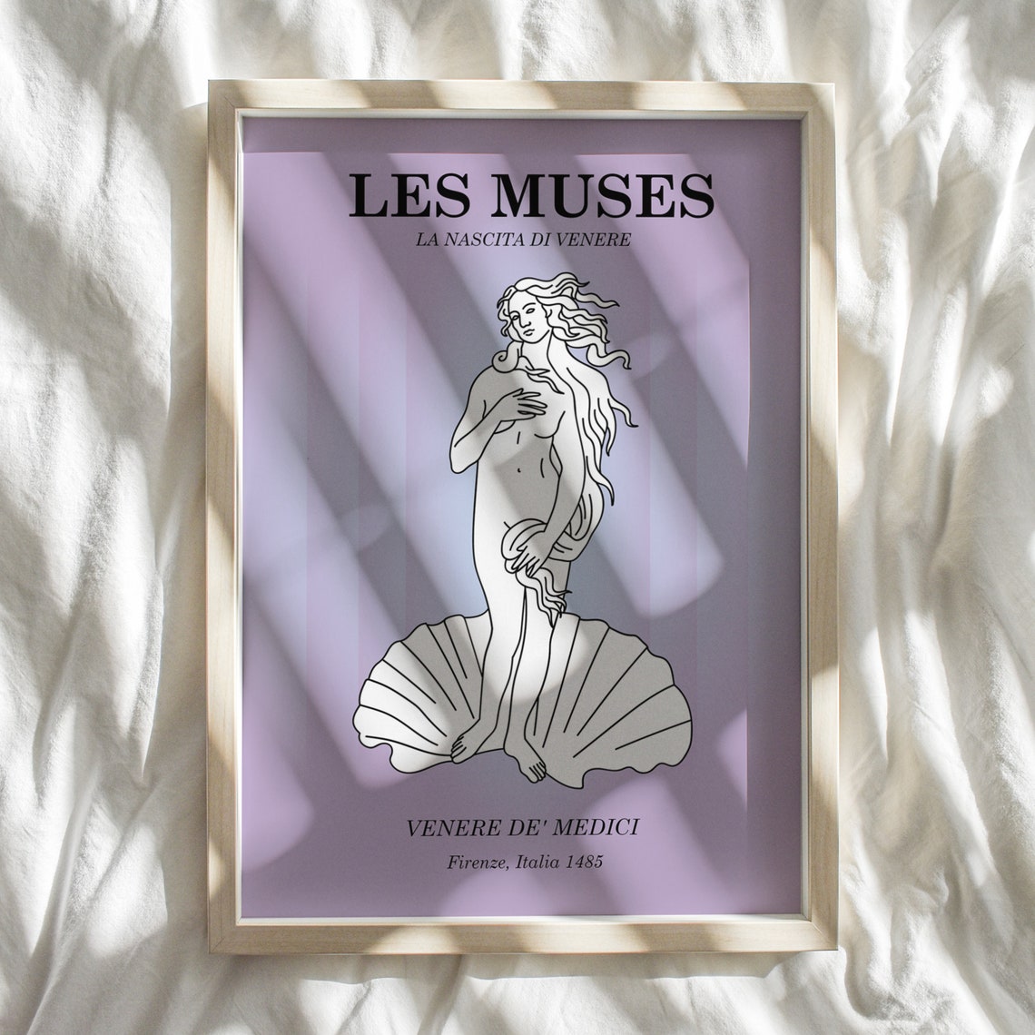 Purple Birth of Venus Poster, Minimalist Line Art Danish Pastel Art ...